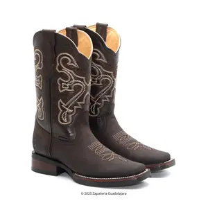 Crazy Choco Square Toe Rubber Sole Leather Boot-010146