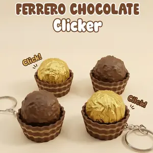 3D Printed Ferrero Rocher Chocolate Doll Model, Stress Relief Clicker Toy, Keychain, Backpack Charm, Desk Decor, Party Gift, DIY Craft Accessory