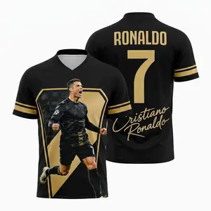 Ronaldo 2026 Fan Edition Football V- Neck Jersey, Breathable and Comfortable Soccer Training Shirt for Summer, Graphic Soccer Shirt