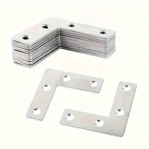 10 pcs L-Shaped Metal Corner Brackets, Flat Angle Iron for Wooden Connector Fixtures