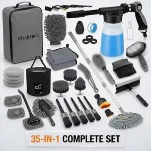 35 Pcs Car Detailing Kit, Car Cleaning Kit Interior and Exterior with Detailing Brushes, Car Wash Kit with Microfiber Towels & Wash Mitt, Auto Detailing Supplies Gift for Men Women Car Lovers, Leak-Free Metal Connector, No Filler — Every Piece Works Set.