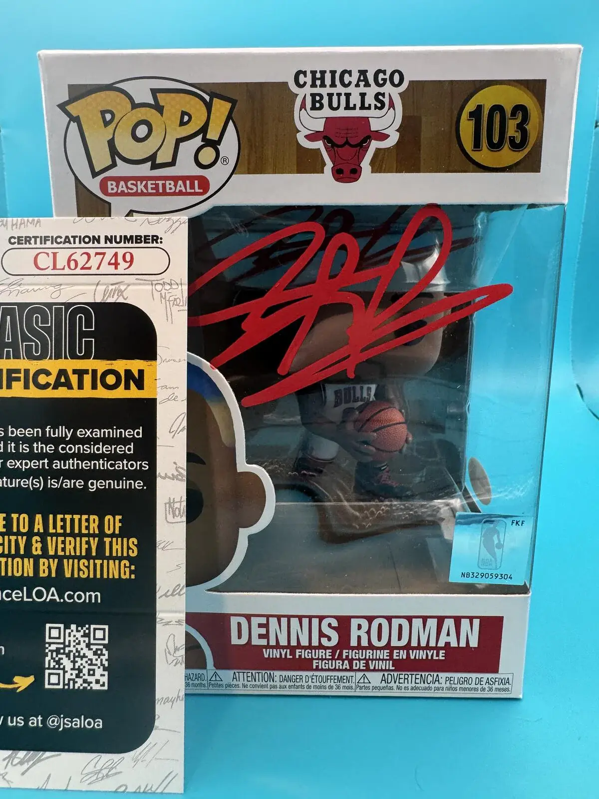 Dennis Rodman signed Chicago Bulls NBA basketball Funko Pop with JSA COA