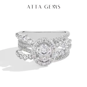 1 CT Oval Cut Fashion Luxury Shinning D Color VVS1 Women's Synthetic Moissanite Ring Wedding Engagement Gift Women's Jewelry Accessories R249 SpringStatements