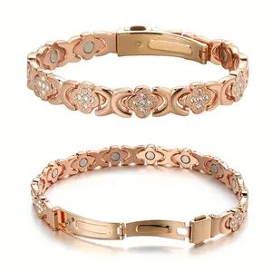 [Magnetic Copper Bracelet] Women's Magnetic Bracelet - Pure Copper 3500 Gauss Powerful Magnet, Adjustable Rose Golden Plated Clasp, Vintage Style High-Quality Electroplating, Ideal for Parties, Holiday Presents, Girlfriends, Wives