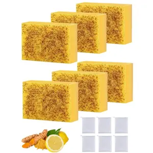 LMMAKE Natural Lemon Turmeric Kojic Artisanal Citrus Fruit Soap - Face & Body Cleanser for Body Care, Gentle Nourishing Foam Formula, Deep Cleansing for Smooth Skin, Suitable for Men & Women