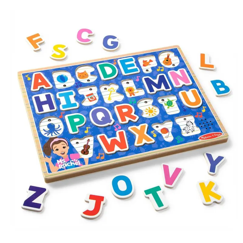 Melissa & Doug Ms. Rachel Wooden Phonics Alphabet Sound Puzzle w/ Light & Sound