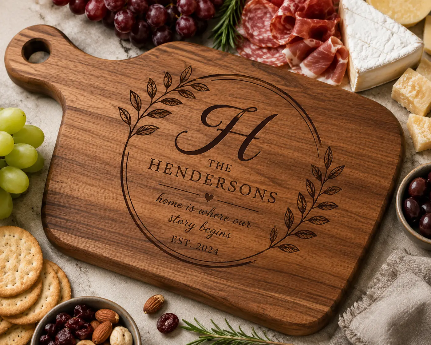 Custom Engraved Charcuterie Board | Personalized Serving Board | Wedding & Housewarming Gift
