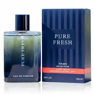 Pure Fresh Perfume 3.4 FL OZ Eau de Parfum for Men Long-Lasting Fresh Scent Clean Modern Fragrance with Vibrant Pink Pepper & Bergamot Top Notes