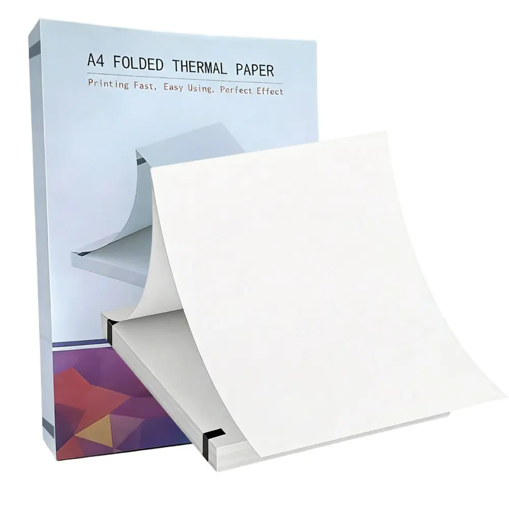 A4 Thermal Paper for Portable Printers, Continuous Folded Thermal Paper, Printing Paper, High-Quality Documents, 8.27x11.69 Inches, Standard Size, 100 Sheets or 200 Sheets