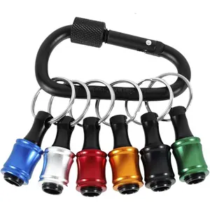 6Pcs 1/4inch Hex Shank Bit Holder Portable Socket Drill Bit Holder Quick Change Aluminum Alloy Long and Short Drill Bit Holder Extension Bar Keychain Drill Bit Holder for Drill Bit