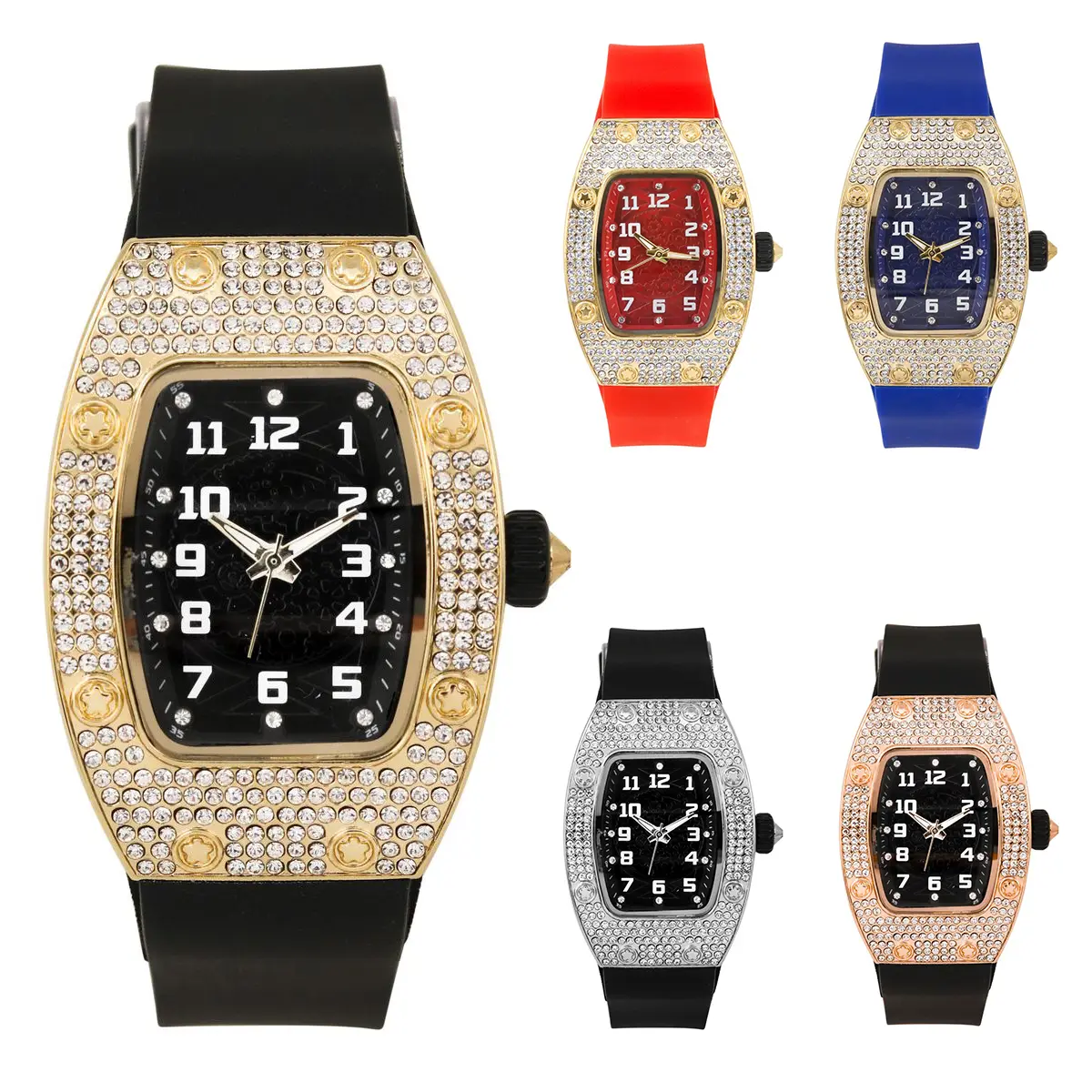 MaxBling81 Women's Elegant Iced Bling Analog Watch for Women - 50mm Simulated Diamond Design, Japanese Quartz Movement, Waterproof, Adjustable Silicone Buckle Band, Luxury Fashion Accessory, Watches For Women