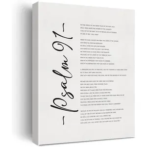 Bible Verse Canvas Print Decor He Who Dwells in the Secret Place Psalm 91 Wall Posters Artwork 12"X15"Modern Home Office Decoration (Framed)
