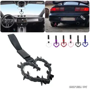 JDM Racing New Handle Hand Strap Heart Ring Styling Drift Charm Strap Drift Auto Accessories Car Strap Front and Rear Bumper Dec