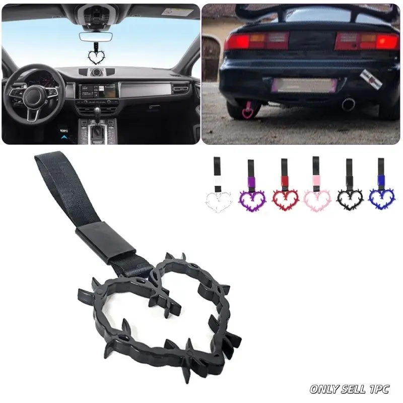 JDM Racing New Handle Hand Strap Heart Ring Styling Drift Charm Strap Drift Auto Accessories Car Strap Front and Rear Bumper Dec Automotive Decoration Automotive Decorative Accessories Aesthetic Car Accessory