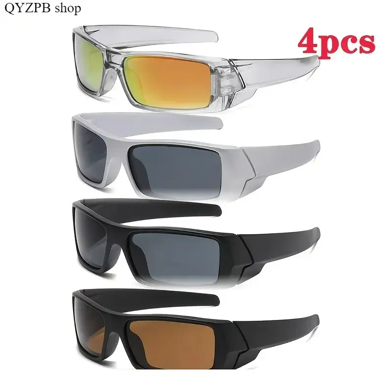Men's Unisex 4-Pack Wraparound Sunglasses, UV400 Protection, Lightweight HD Lenses, Anti-Wind Dustproof Sports Eyewear for Outdoor Biking, Running, Wraparound Design, Men's Sunglasses, Outdoor Activities, Sports Frames