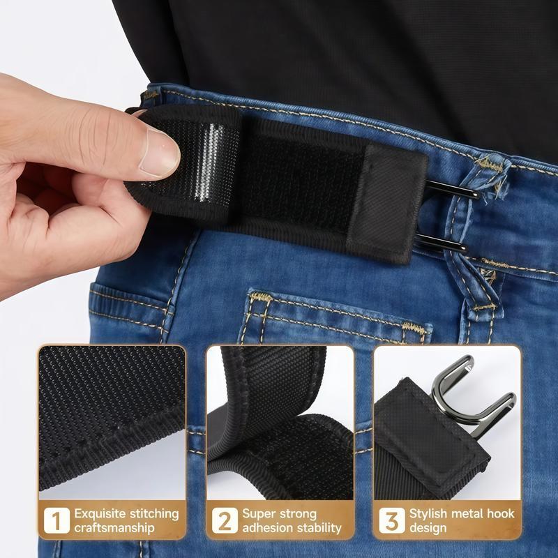 2 PCS Tactical Metal Hook Elastic Belt (Unisex) - Patented No - Buckle Invisible Design | Soft Adjustable Side belt