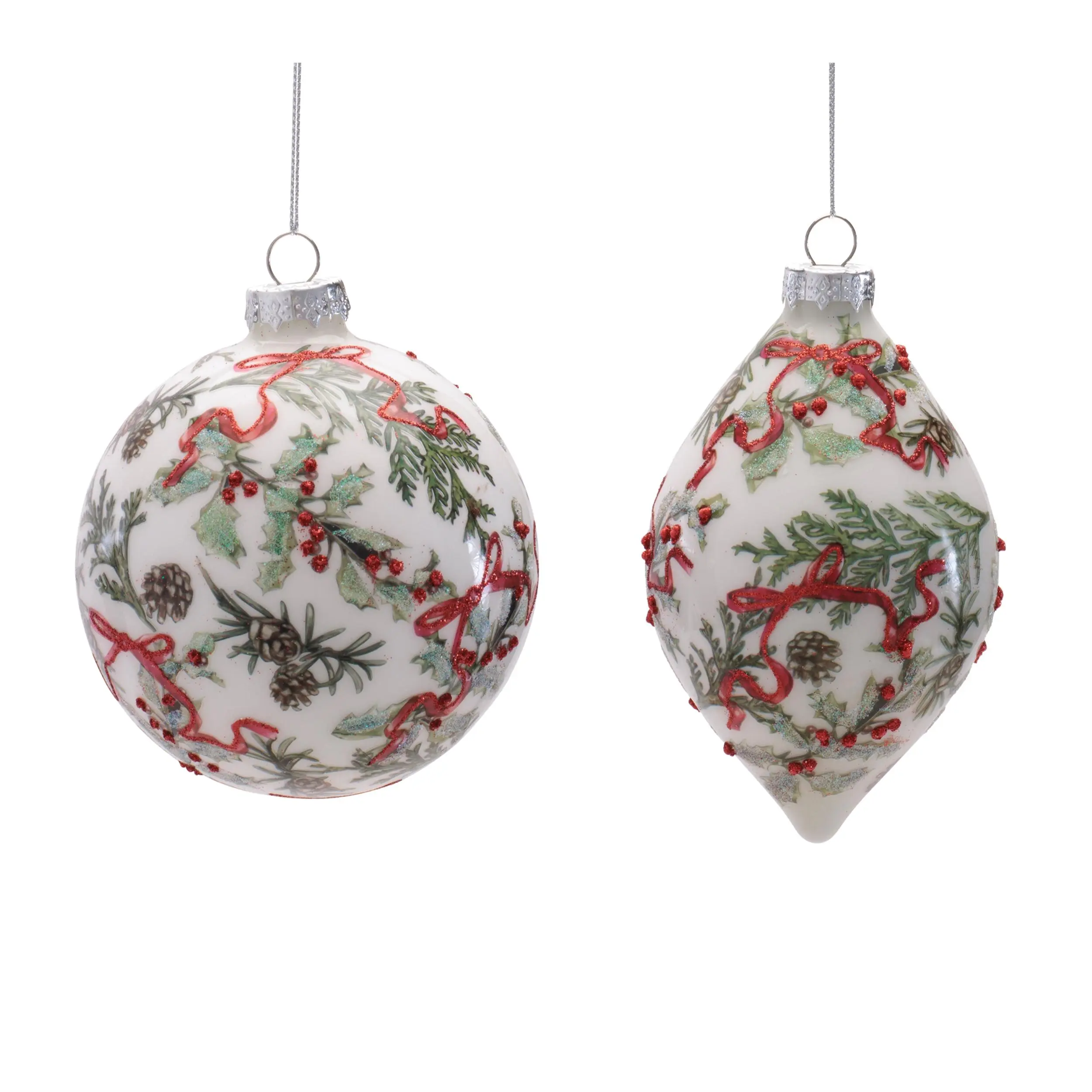 Holiday Botanical Glass Ornament (Set of 6)
