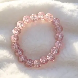 Pink Cherry Blossom Glass Bracelet for Best Friends Girls and Mothers Cute Shining Gift Idea men