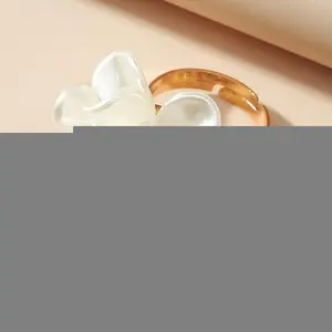 Women's 1pc White Open Adjustable Flower Cluster Ring - Acrylic Camellia, Daily & Party Wear, Ideal Gift for Women, Flower Cluster Rings