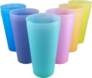 32 oz Large Plastic Cups, Unbreakable Drinking Cups set of 12,  Dishwasher Safe Big Tumbler sets,   Cup set for Kitchen Outdoor