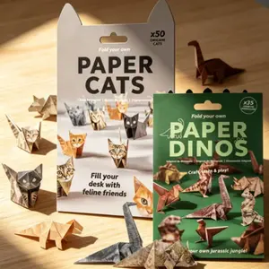 DIY Origami : Fold Your Own Kittens & Dinosaurs! Fun Hand Dexterity Training Craft Toys for Party Leisure & Paper Decorations -MM2
