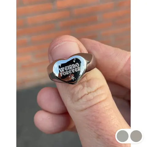 Weirdo Forever Stainless Steel Heart Signet ring Sizes 5-12