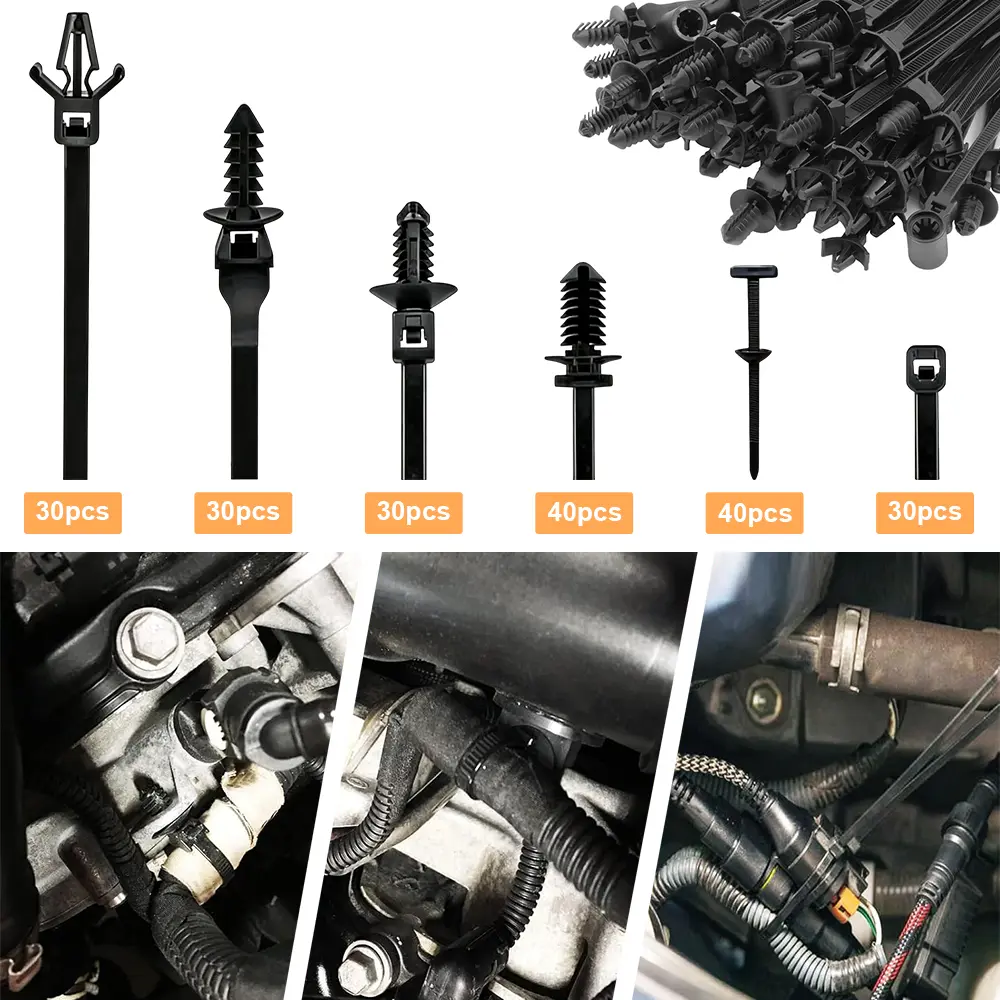 160Pack Push Mount Zip Ties, Nylon Car Mount Wire Ties Snap in Cable Zip Ties, Black Push Mount Cable Ties Automotive Zip Ties Fastener Wire Harness Clips for Wire Tying (6-Types) - Home Improvement.