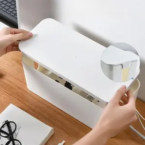 2PCS Desktop Anti-Shock Plug Socket Organizer Box, Plastic Power Line Computer Phone Charger Holder, Desk Cable Management Storage Case