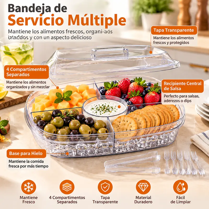 Transparent seasoning plate, the bottom can be put ice to keep fresh ...