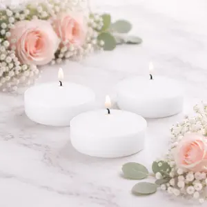 24 Pack 3" White Floating Candles – Unscented 8–10 Hour Burn, Dripless & Smokeless Disc Candles