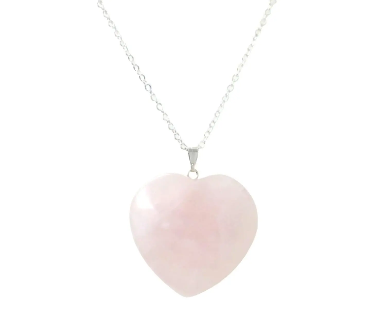 Pink Rose Quartz Heart Pendant Necklace