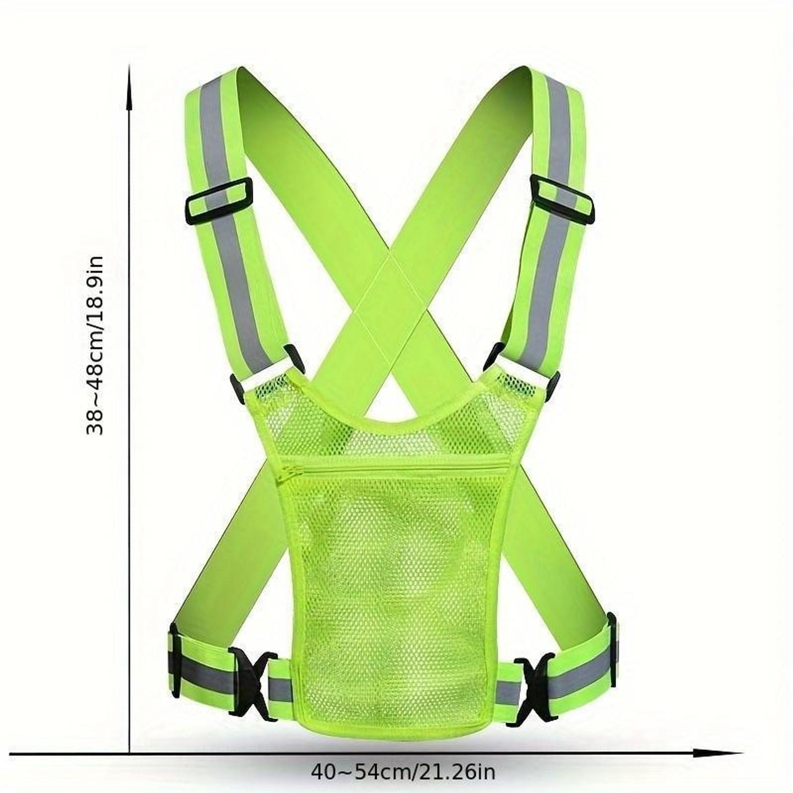 High-Visibility Reflective Vest, Lightweight Polyester Design with Pockets for Outdoor Running & Biking, Universal Secure Fit, Adjustable, Durable