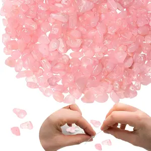 Rose Quartz Beads - Pink  Chip Stone Beads, 400 count, 5-8mm, Irregular, Drilled for  Making