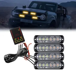 24LED Universal Surface Mount LED Car Light Bar 12-24V Amber White Beacon Grill Lamps