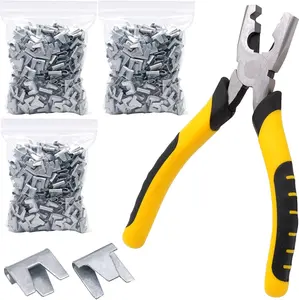 300pcs/900pcs/1200pcs Metal Clips for Rabbit & Chicken Cages Yellow/Orange/Green with Fence Pliers Hog Rings Installation Pliers & Snap Ring Pliers Wire Clamp Tool for Bird & Quail Wire Mesh Cage Building & Installation - Wirepliers