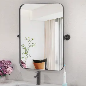 Adjustable Black Rectangular Rotatable Wall Mirror