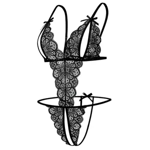 Avidlove Women Lingerie Lace Bodysuit Deep V One Piece Bodysuit