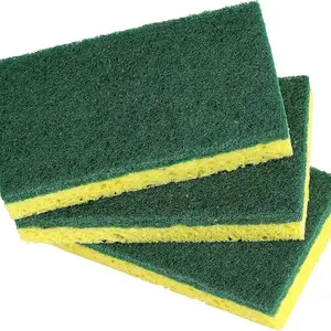 10Pcs Scrubee Scrub Sponge with Scouring Pad, Kitchen Dishwashing, Sink, Pot and Frying Pan Cellulose Scrubber Sponge, Non-Scratch