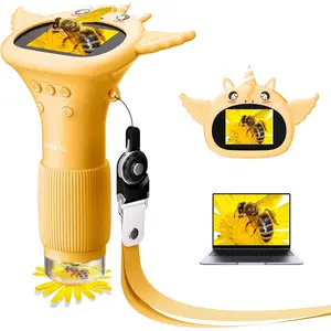 HP40 IPS Microscope for Kids: [Easy and Fun] 2" Kids Microscope Miniscope, Mini Scope Educational Science Kit, Christmas Birthday Gifts for Kids, PC View, Orange