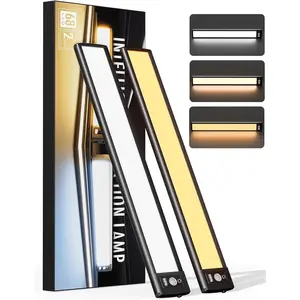 Under Cabinet Lighting with LED Numeric Display,3 Color Temps&Dimmable Lights, Under Counter Lights for Kitchen, Motion Sensor Light Indoor, Stick-  Closet Light(Black-2 Pack)