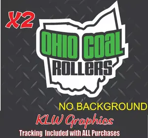 Ohio Coal Rollers Lime Green Black White Full Color Decal Sticker Turbo Diesel Truck 7.3 6.76.6 Crew Cab Soot