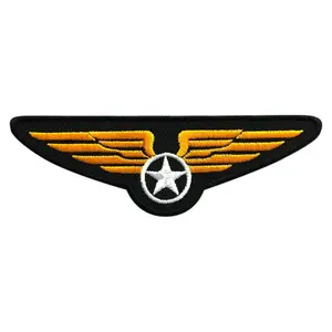 Military Wings Crest Embroidered Patch [iron on sew on- 4.0 X 1.25 -MWP7]