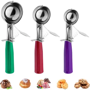 Scoop Set of 3, Ice Cream Scoop with Trigger Release & Grip, Stainless Steel Cookie Scoops for Baking, Portion Scooper for Cookie Dough, Cupcake, Mashed Potatoes