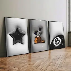 Set Of 3 HypeBeast Room Decor, Hypebast kaws Poster, Cool Wall Art Set,, 3D Wall Art Bundle, HypeBeast Wall Art #80