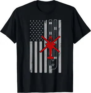 Casual Cotton shortsleeve tees AH64 Apache Military Helicopter American Flag Runway AH64 T-Shirt
