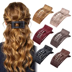 Flat Claw Clips for Thin Fine Hair,  Square  Flat Hair Clips for Short Long Hair, Lay Down Hairclips for Women Fall Winter, 6 count