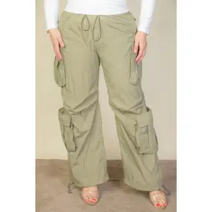 Comfort Over Everything Pants - Plus-Size Drawstring Ruched Casual Pants in Steel Grey, Comfortable All-Day Wear with Flap Pockets - Fit