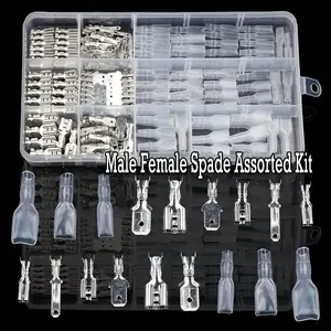 270 Pieces Wire Crimping Terminal Connectors Kit, Male Female Spade Combination Set, Electrical Wiring Accessories, Crimp Terminals, 1 Box