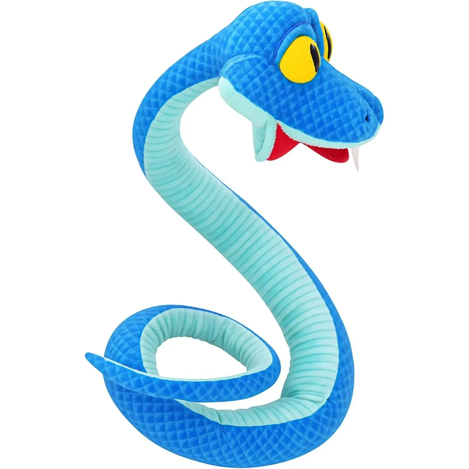 41-Inch Poseable Blue Snake Plush Bendable Cartoon Stuffed Snake Soft Plush Body for Room Decor Fan Collection & Animal Lovers