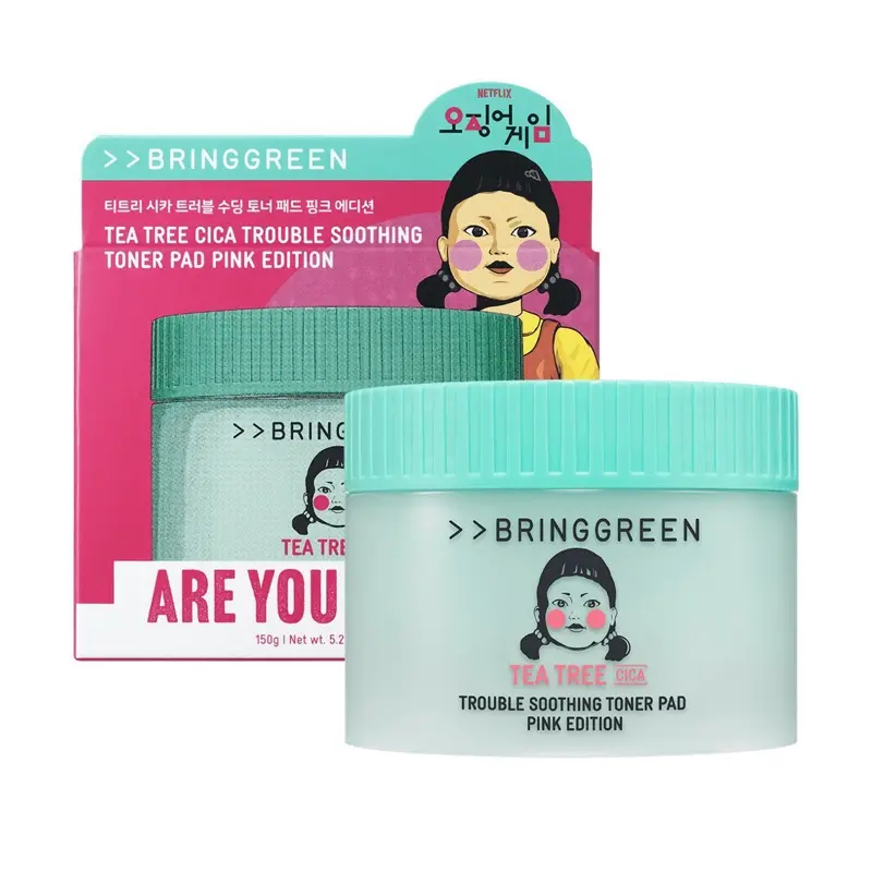 BRING GREEN Squid Game Tea Tree Cica Toner Pads Pink Edition – 90 Pads / 150g